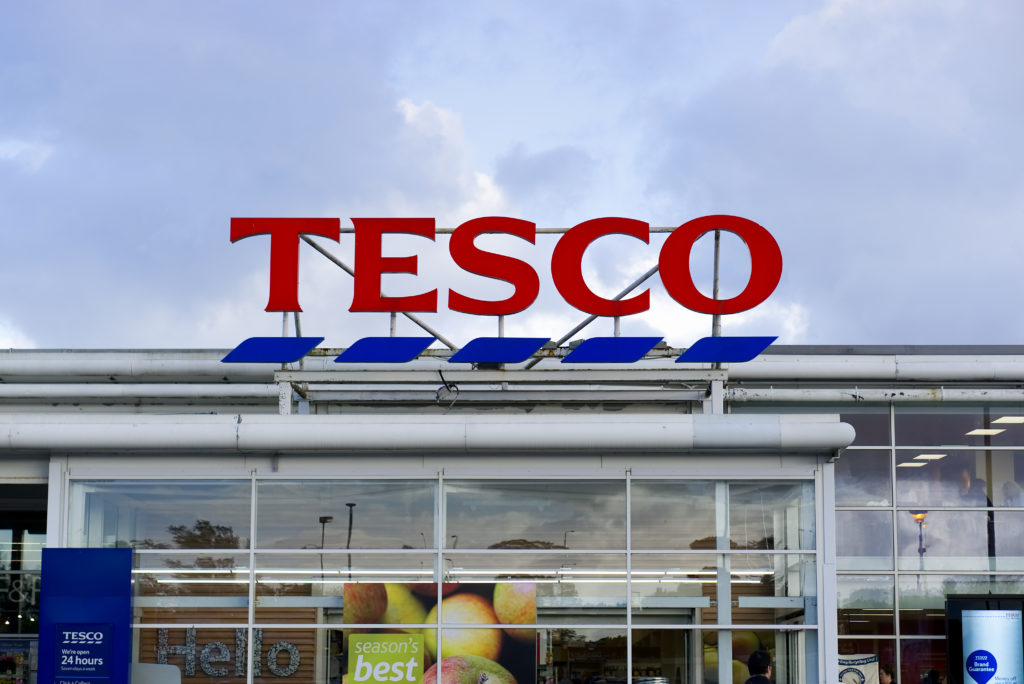 Bathgate,,Scotland,,Uk,-,October,11,,2017.,Tesco,Supermarket,Sign